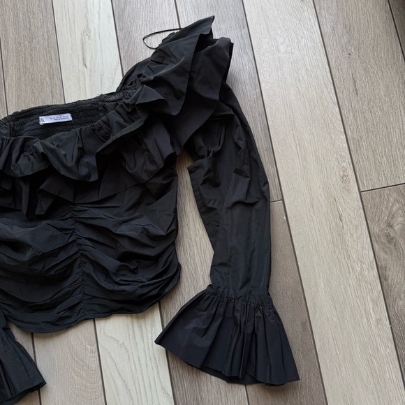 Zara Black Ruffled Off-Shoulder Blouse - Picture 4 of 6